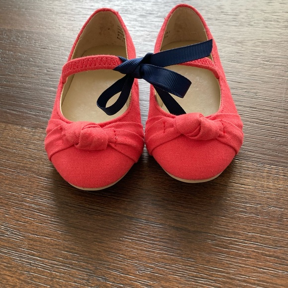 Janie And Jack Red fabric Mary Jane shoes 6 - Picture 2 of 5